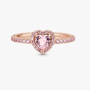Pandora Sparkling Elevated Heart Ring 14krose gold plating Valentines Day w/ box